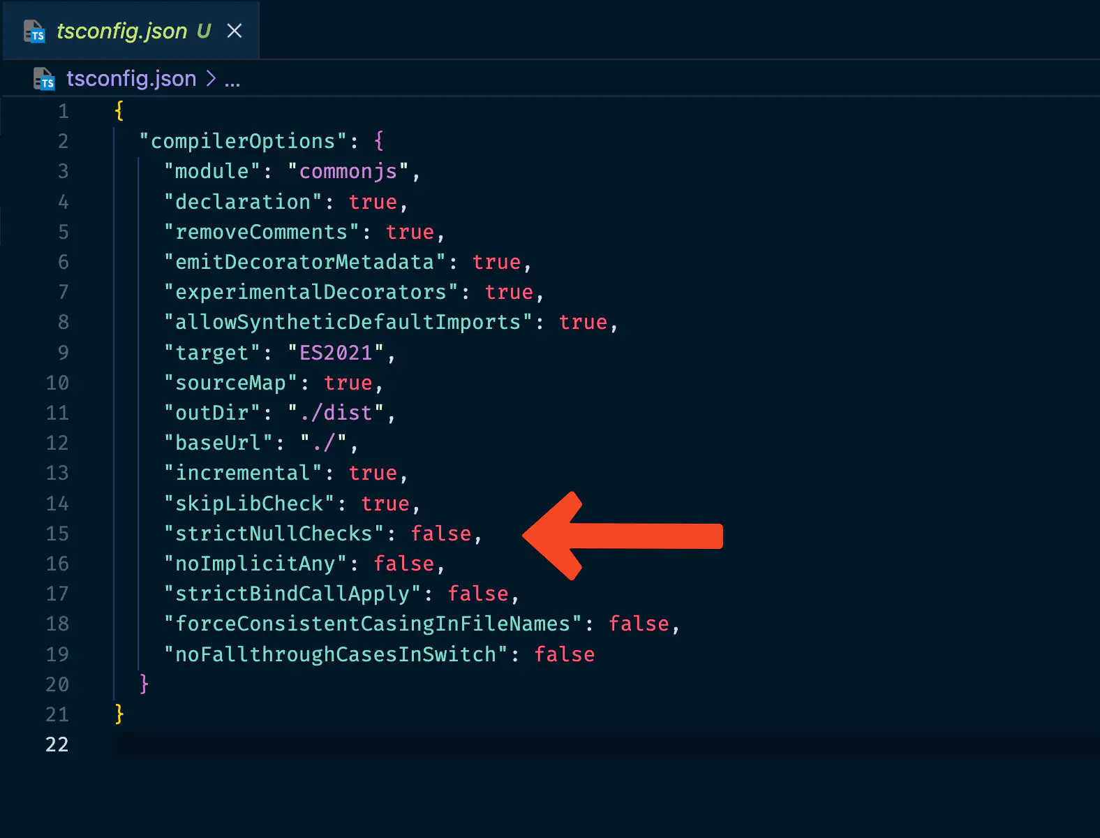 NestJS default tsconfig with strictNullChecks false